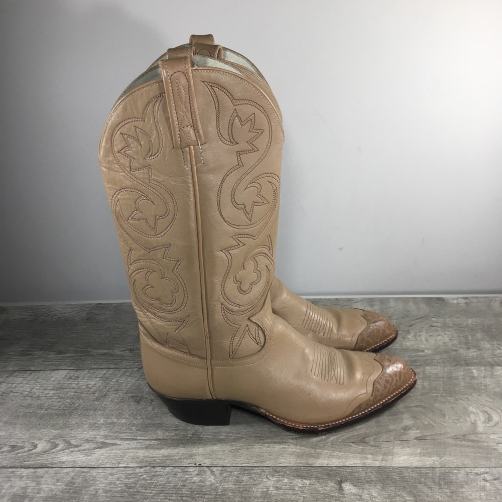 Dan Post Womens Western Leather Textured Tips Cowboy Rodeo Pull On Boots Size 8